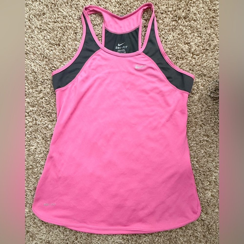 Nike Dri-FIT Pink & Gray Racerback Athletic Tank Top – Size Small